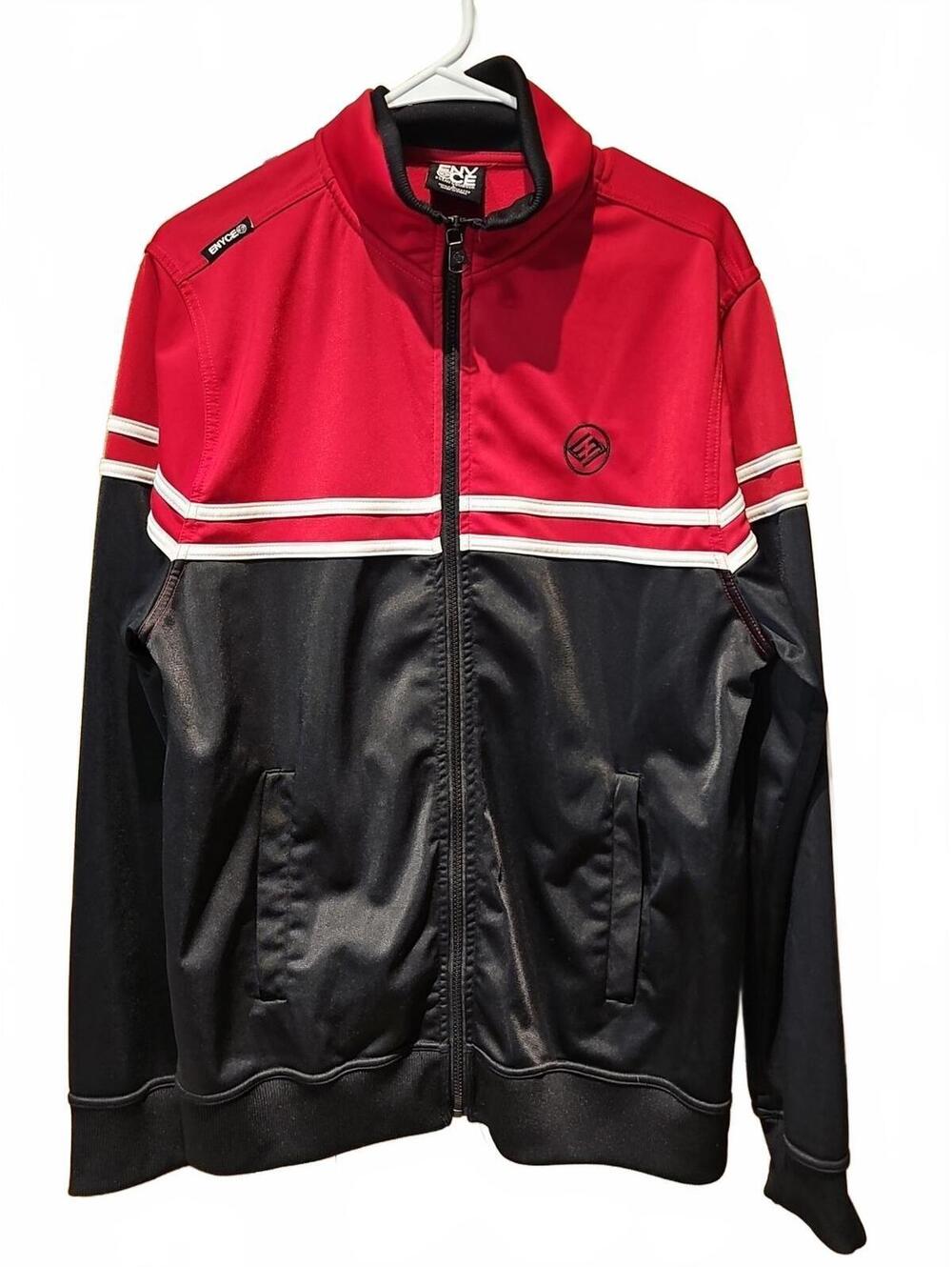 Vintage Enyce Mens Track Jacket Black Red White Full Zip Size Large